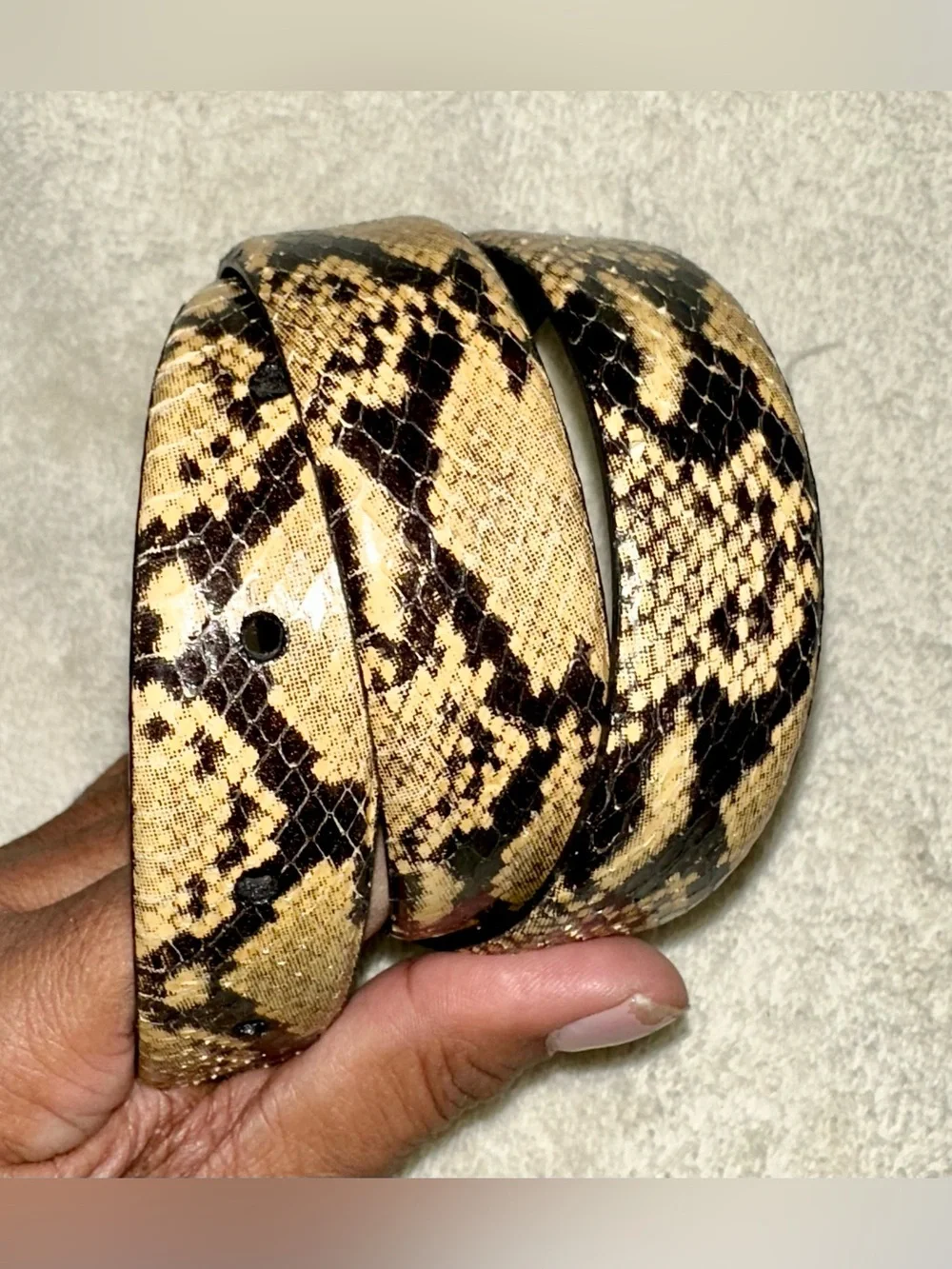 Amiee Lynn Genuine Snakeskin Belt Vintage Y2K Silver Buckle Animal Print Small